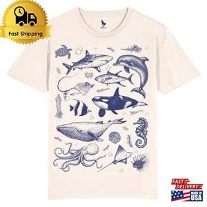 Ocean Nature T Shirt  90S Tattoo Sea Animal Tshirt Classic